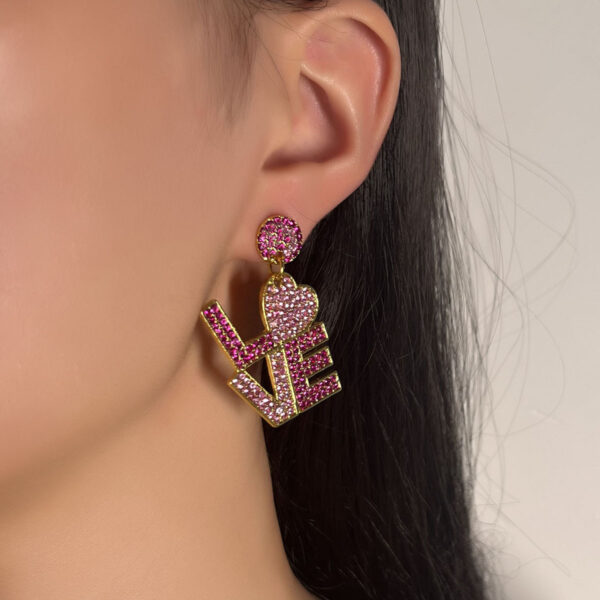 Wholesale Letter inlaid zircon Valentine's Day earrings