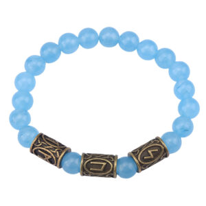 Blue beads + 3 bronze runes / Rune pattern random