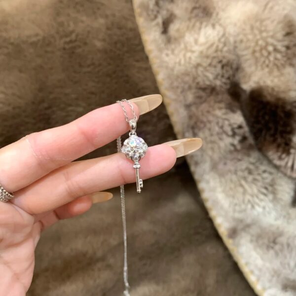 Wholesale Micro inlaid zircon key pendant titanium steel necklace