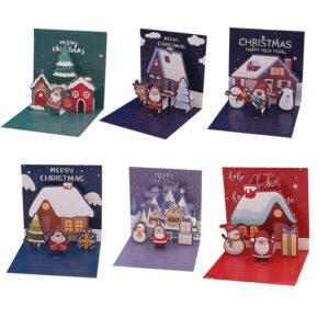 H1-set of six-three-dimensional christmas greeting cards