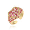 Wholesale Colored Diamond Ring Heart Opening Adjustable Ring