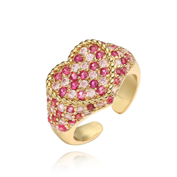 Wholesale Colored Diamond Ring Heart Opening Adjustable Ring