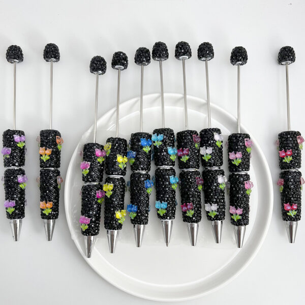 Wholesale Tulips studded with diamonds Beadable Pens DIY Beadable