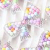 Wholesale Cartoon bow colored pearl rhinestone embroidery DIY Patches