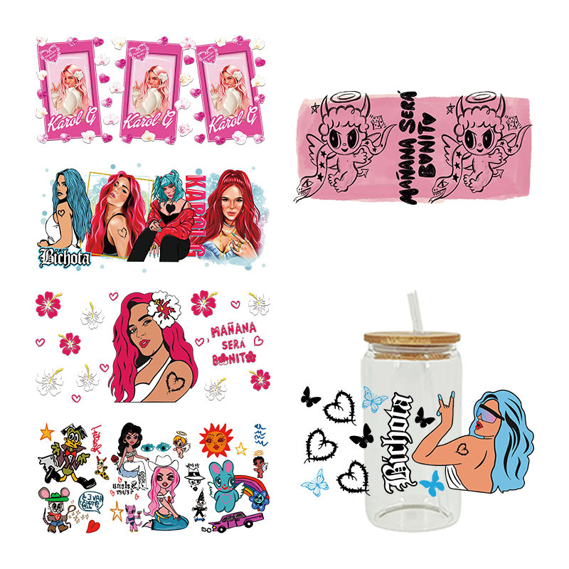Wholesale Cartoon Cute Trendy Character Theme 16oz C UV DTF Wraps