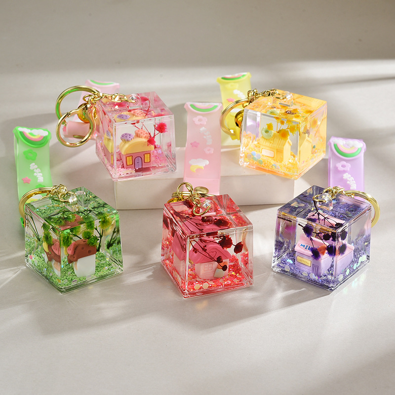 Wholesale Acrylic Cute Oil-Filled Qixi Festival Cole Keychain
