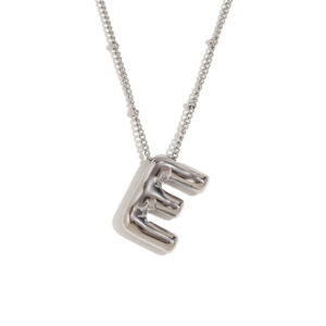 Party Balloon Letter Pendant Necklace-steel color-E