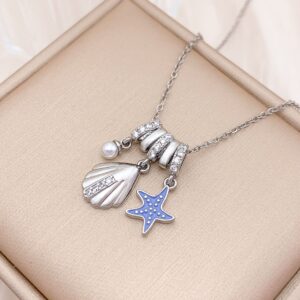 Xl4492 shell starfish necklace silver