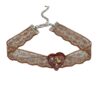 Wholesale Maillard color sweet and cool heart lace choker