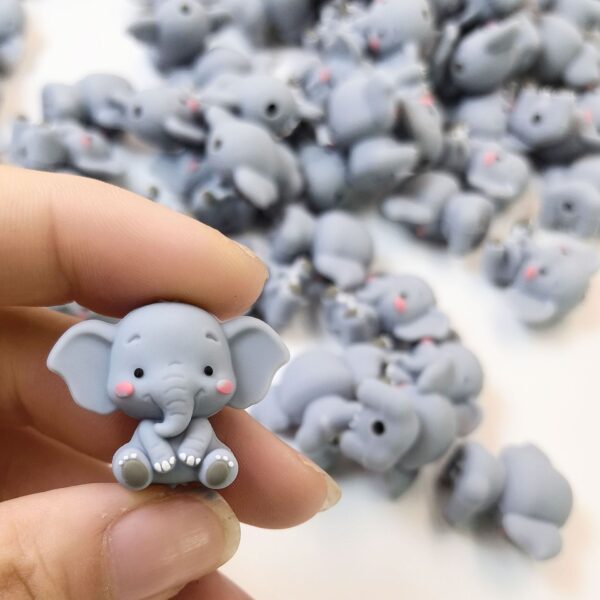 Wholesale 10pcs Cute grey elephant cartoon 3D Focal Beads