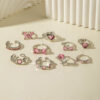 Wholesale Luxury Heart Gemstone Ring Set Open Ring