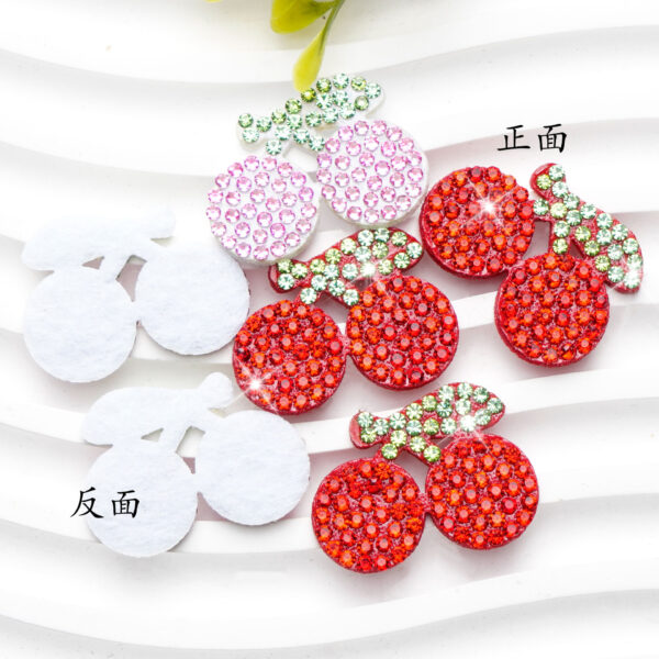 Wholesale Red and pink cherry rhinestone embroidery DIY Patches