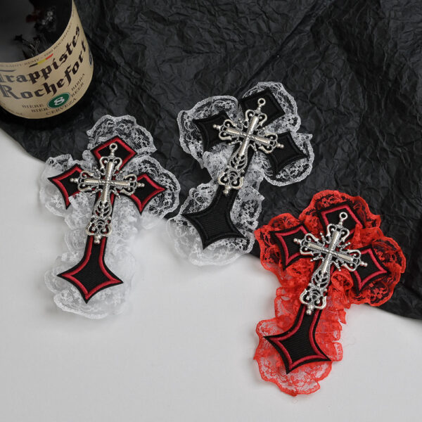 Wholesale Dark Punk Cross Hairpin Gothic Style Lace Edge Hair Clip
