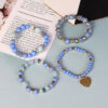 Wholesale Bohemian style crystal peach heart multi-layered bracelet