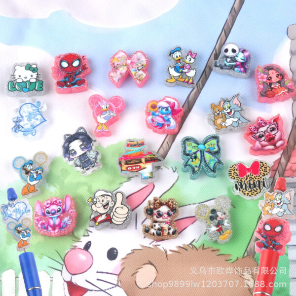 Wholesale glitter cartoon straight-hole DIY acrylic beads OLY Exclusive