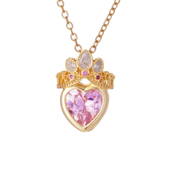 Wholesale Titanium Steel Clavicle Chain Pink Crown Love Necklace Light Luxury Accessories