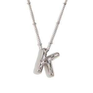 Party Balloon Letter Pendant Necklace-steel color-K