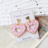 Wholesale Valentine's Day Acrylic Enameled Heart-Shaped Donut Earrings - Sweet, Fun, Vacation Style, Holiday Party Gift Earrings