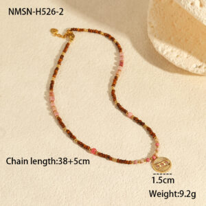 Nmsn-h526-2 red bead pendant necklace / 18K