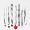 Wholesale Dark punk black bead red cross multi-element necklace