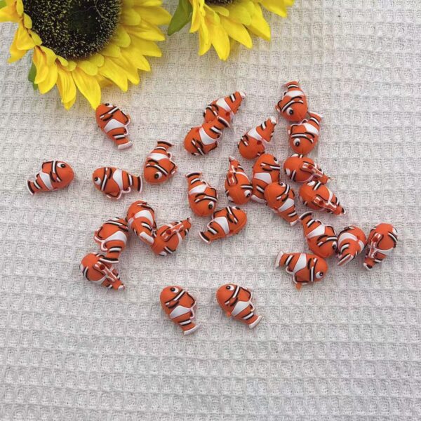 Wholesale 10pcs 3D Cute Fish Silicone Beads Can Be DIY Beads