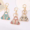 Wholesale Colorful handbag with rhinestone metal keychain