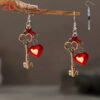 Wholesale Valentine's Day Red Key Acrylic Earrings