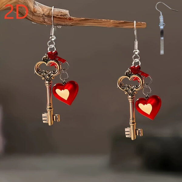 Wholesale Valentine's Day Red Key Acrylic Earrings
