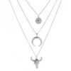 Wholesale Alloy Bull Head Geometric Disc Eyes Bull Horn Multi-Layer Necklace