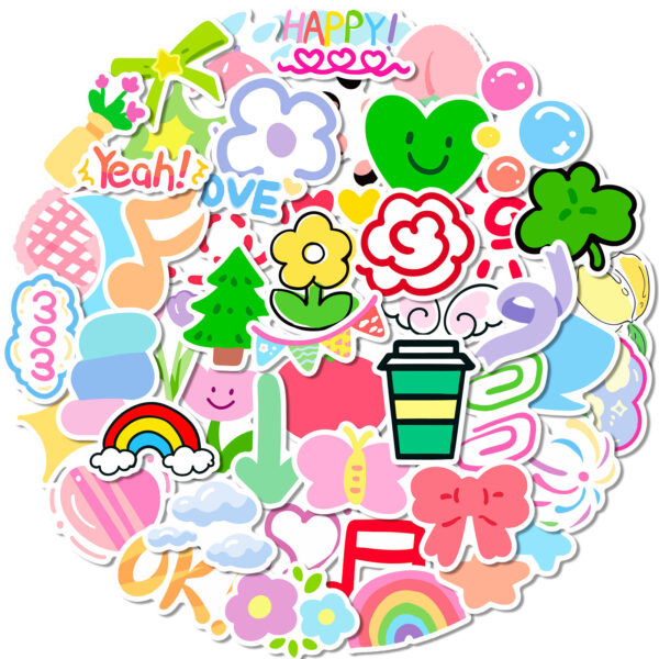 Wholesale 50pcs dopamine cute cartoon flower stickers