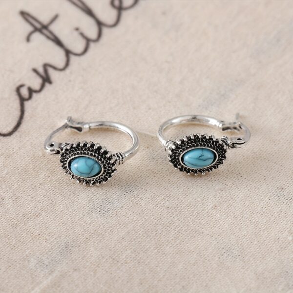 Wholesale Fashion Retro Turquoise Bohemian Style Oval Earrings