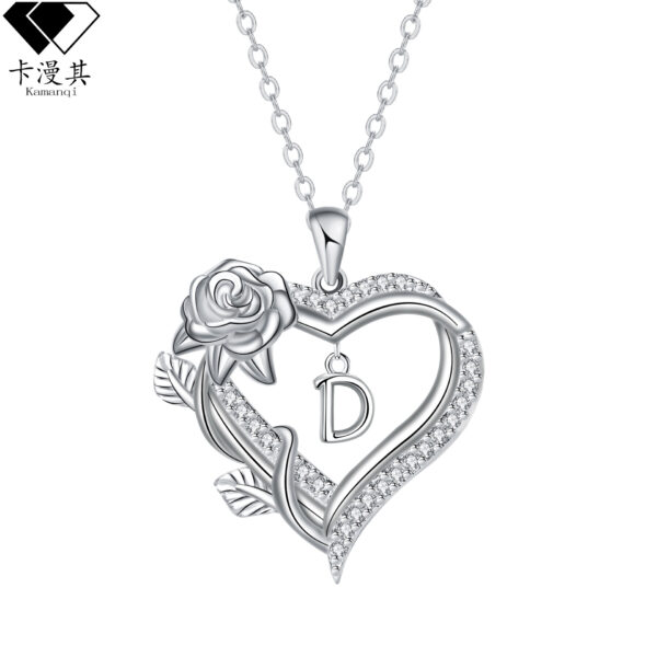 Wholesale Valentine's Day heart-shaped rose pendant 26 English letter necklace