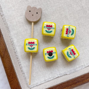 9 # Red flower on yellow background (one)