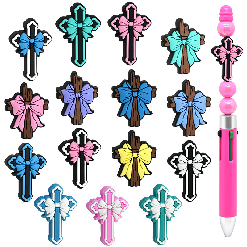 Wholesale Random Colorful Bow Cross Focal Beads