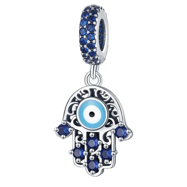 Wholesale Palm Devil's Eye set with diamonds and silver plated Charms