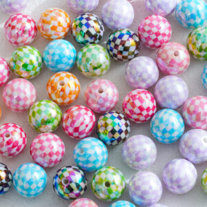 Wholesale 10pcs 16mm Uv-Plated Color Checkerboard Square Beads