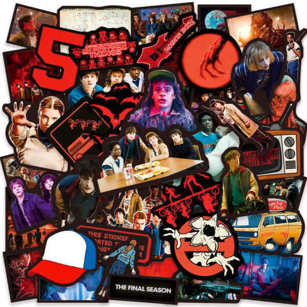 Wholesale 50 American Tv Series Stranger Things 5 Thriller Water Cup Waterproof Laptop Decoration Handbook Peripheral Stickers
