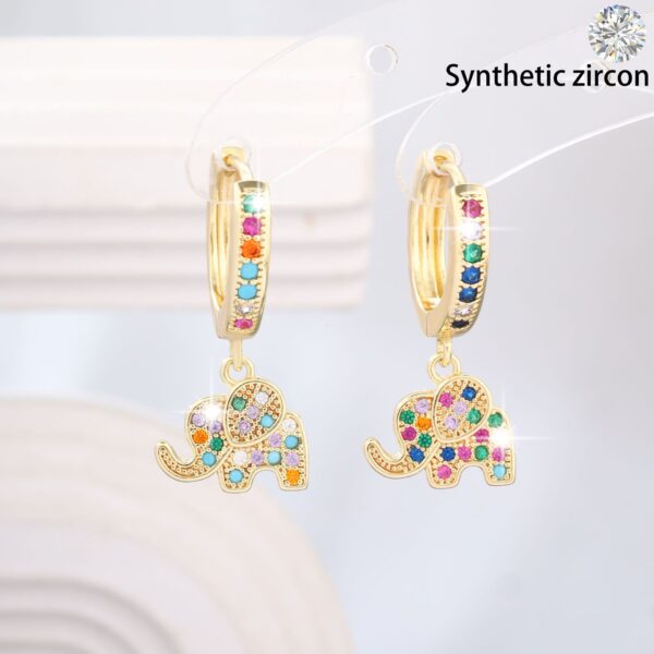 Wholesale Amazon's New Color Treasure Earrings, Fashionable Elephant Earrings, Zircon Inlaid High-End Light Luxury Earrings, Earrings