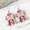 Wholesale Polka Dot Bow Painted Cross Pendant Earrings Wooden Double-Sided Earrings