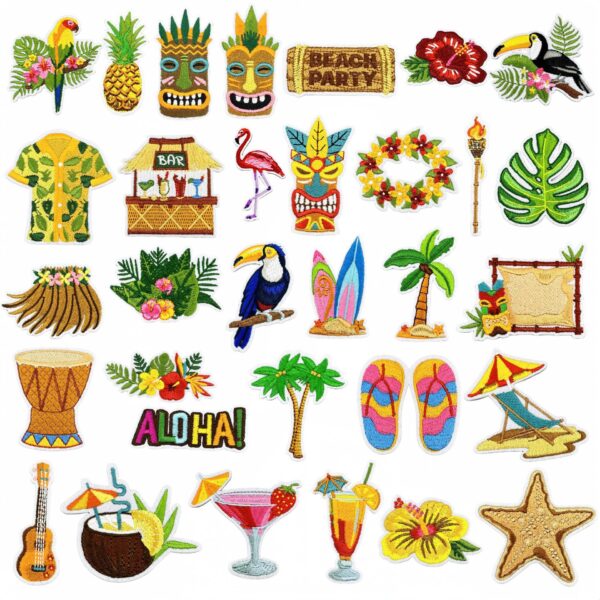 Wholesale Guitar Beach Rainforest Summer Style Embroidery DIY Patches