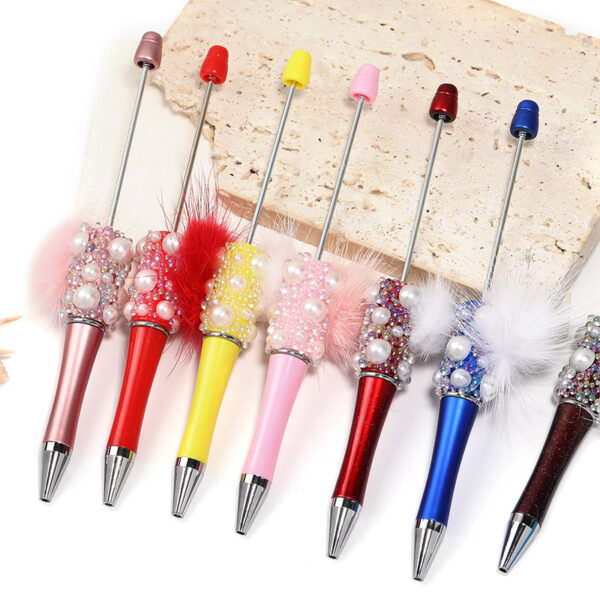 O1CN0166R1i11taUvm6sdD1_2212446295918-0-cib Wholesale Fur Ball Colorful Bubble DIY Beaded Pen DIY Beadable