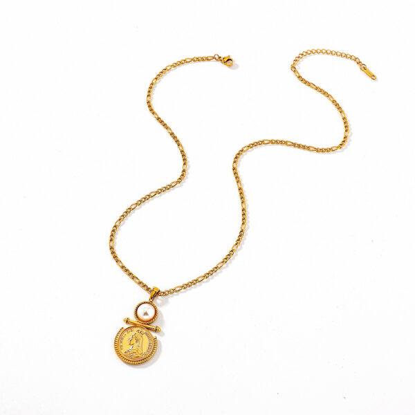 Wholesale Stainless Steel Necklace Pearl Queen Fine Polished Vacuum necklace