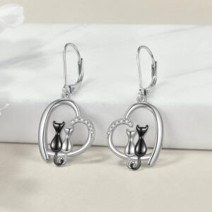 Wholesale Huaya Chinese Valentine's Day Heart Earrings for Women, Cute Cat Back Earrings, Taobao New Micro-Embedded High-End Style