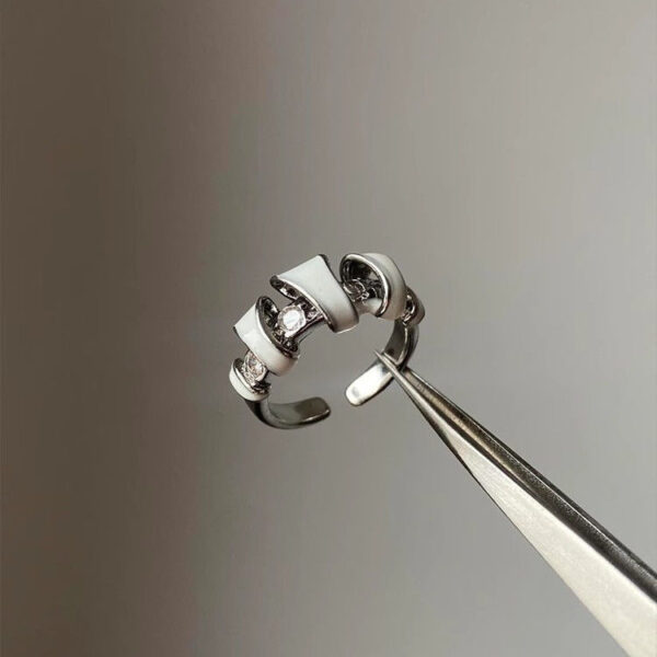 Wholesale Drip oil enamel set with diamond opening, layered ring