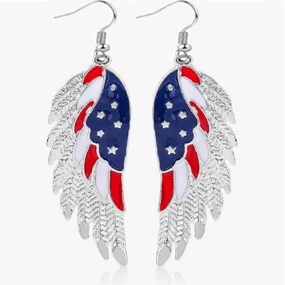 Wholesale Independence Day flag love bow five pointed star earrings
