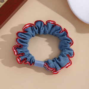 Two-color stripes [light denim hair tie]