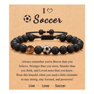 Single-sided yellow tiger eye black matte football braided rope bracelet