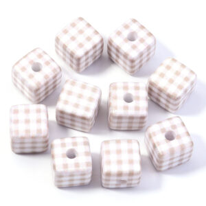 Colorful plaid light brown / Size 14mm, aperture 3.8mm