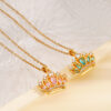 Wholesale Copper Inlaid Zircon Princess Crown Pendant Necklace Stainless Steel Clavicle Chain