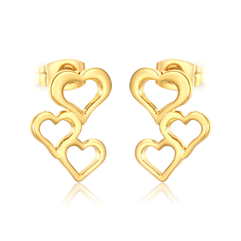 Wholesale 18k Gold-Plated Irregular Hollow Heart Earrings for Women